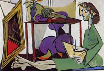 Pablo Picasso : two women in an interior